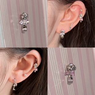 hucares「kitty开会」du家定制316医用钢耳骨钉耳钉睡觉洗澡免摘