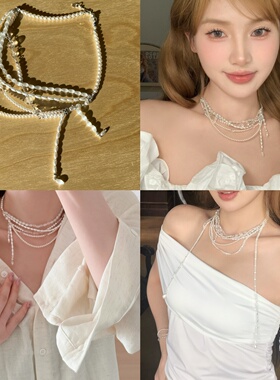 hucares「珠玉」原创多层珍珠项链多层叠戴复古轻奢小众锁骨链