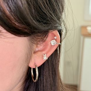 hucares「bi入圆环」方圆脸显脸小简约百搭耳环金色银色折射切面