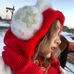 hucares原创「星星梦境」超梦幻毛茸茸耳罩保暖高颅顶显脸小