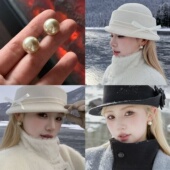 hucares 「雪境珠光」定制巨显脸小进口贝珠小众设计简约耳环