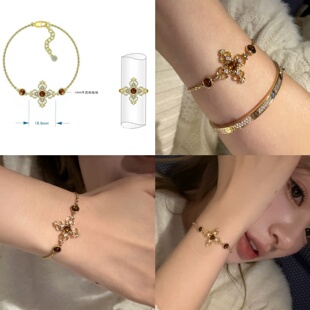 hucares 复古宫廷风 「金纹琥珀」原创定制重工高级手链戒指套装