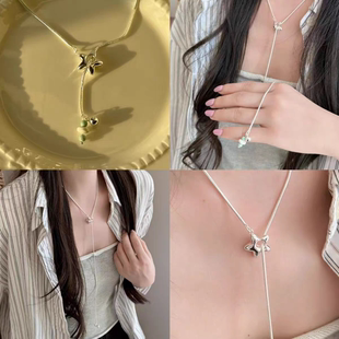 「星星物语」原创清新感百搭星星项链毛衣链可抽拉锁骨链 hucares