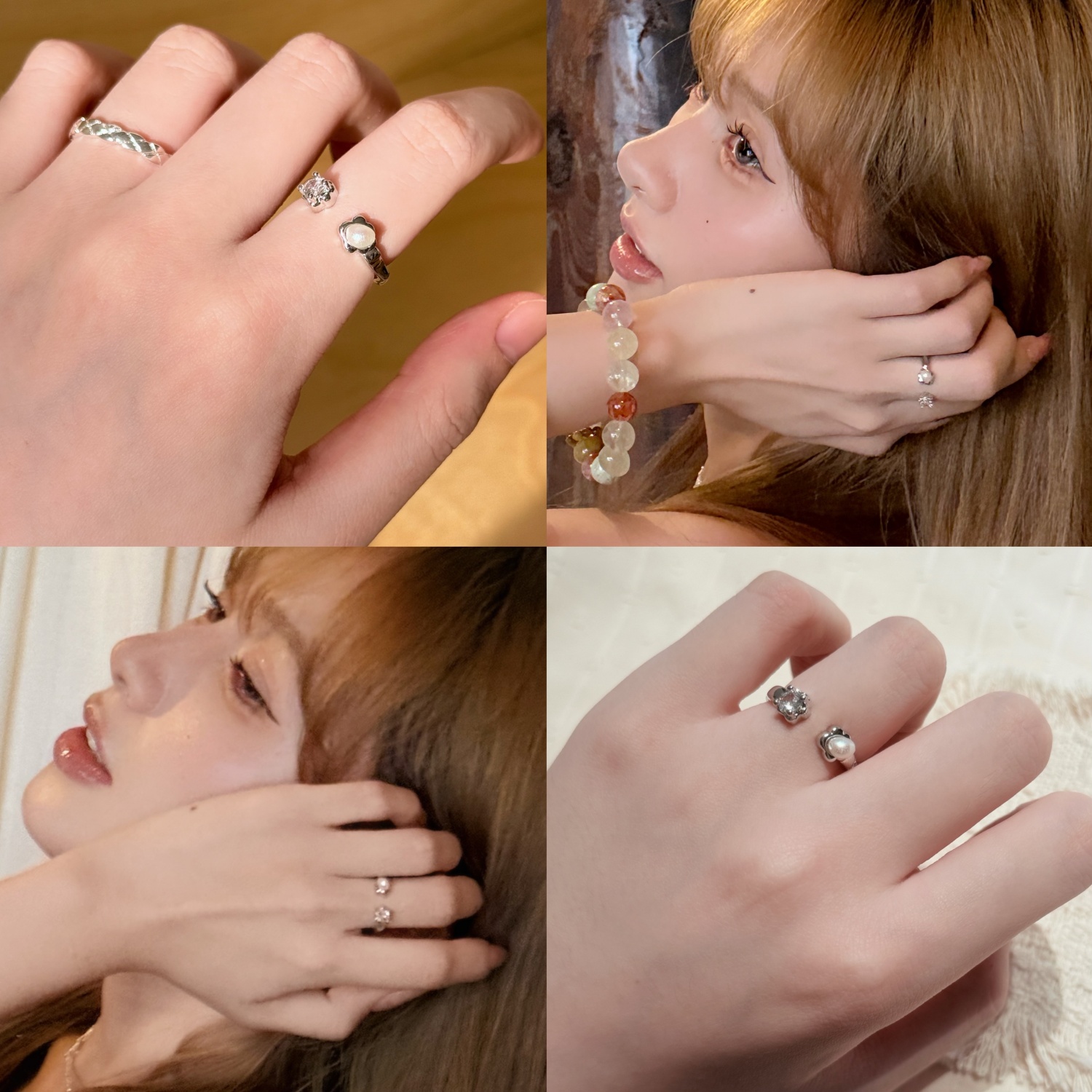 hucares「韩系白富美」定制淡水珍珠戒指 开口可调节百搭简约定制