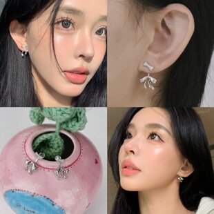 hucares谢蛋卷「朋克蝴蝶结」原创蝴蝶结骨头小众耳钉/耳夹