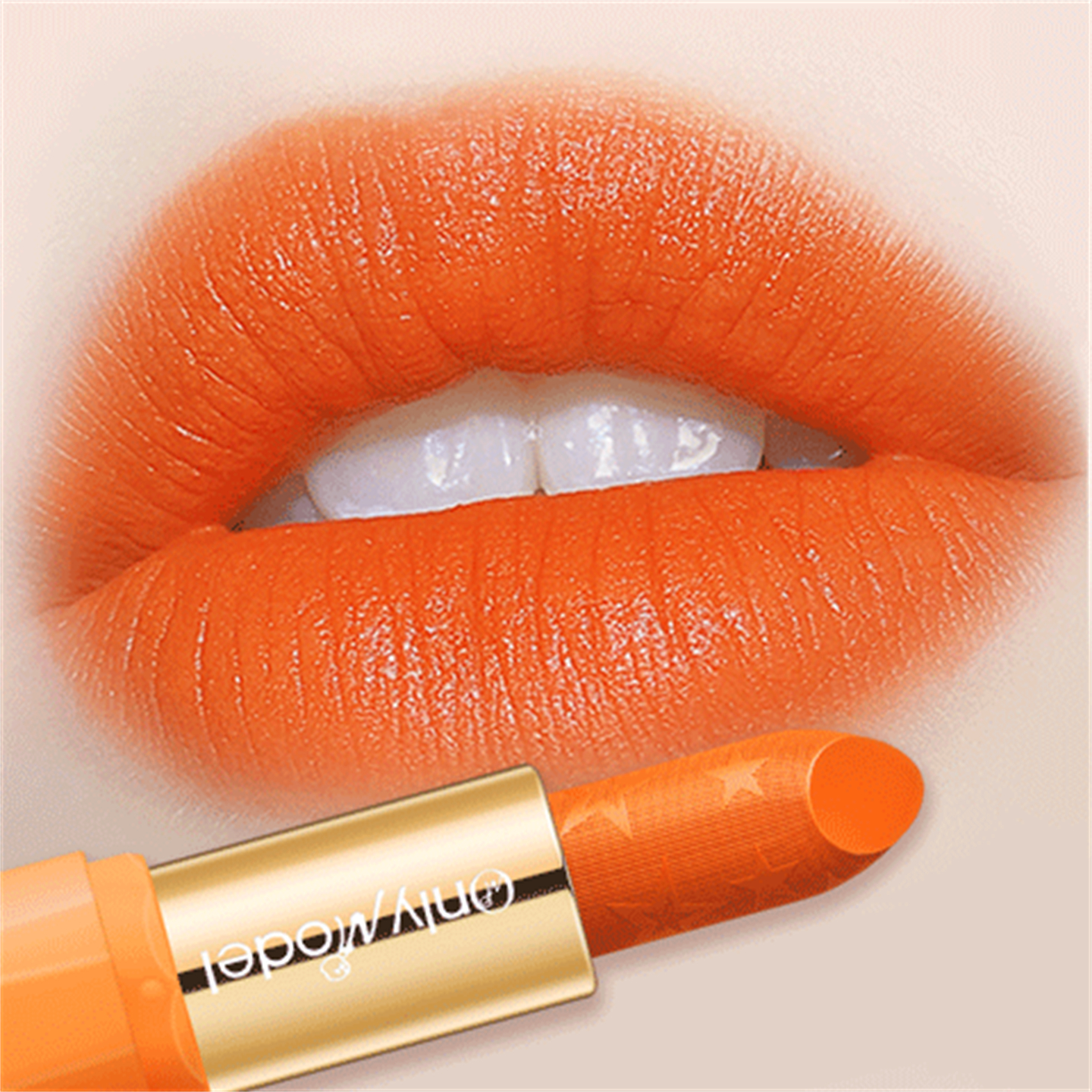 橘色胡萝卜色口红滋润哑光雾面