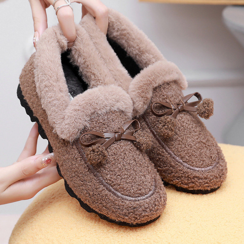 加绒保暖豆豆鞋女冬季软底浅口毛毛鞋时尚平底懒人一脚蹬妈妈棉鞋,女鞋,棉鞋,淘宝优惠券,粉丝福利购,淘宝优惠卷
