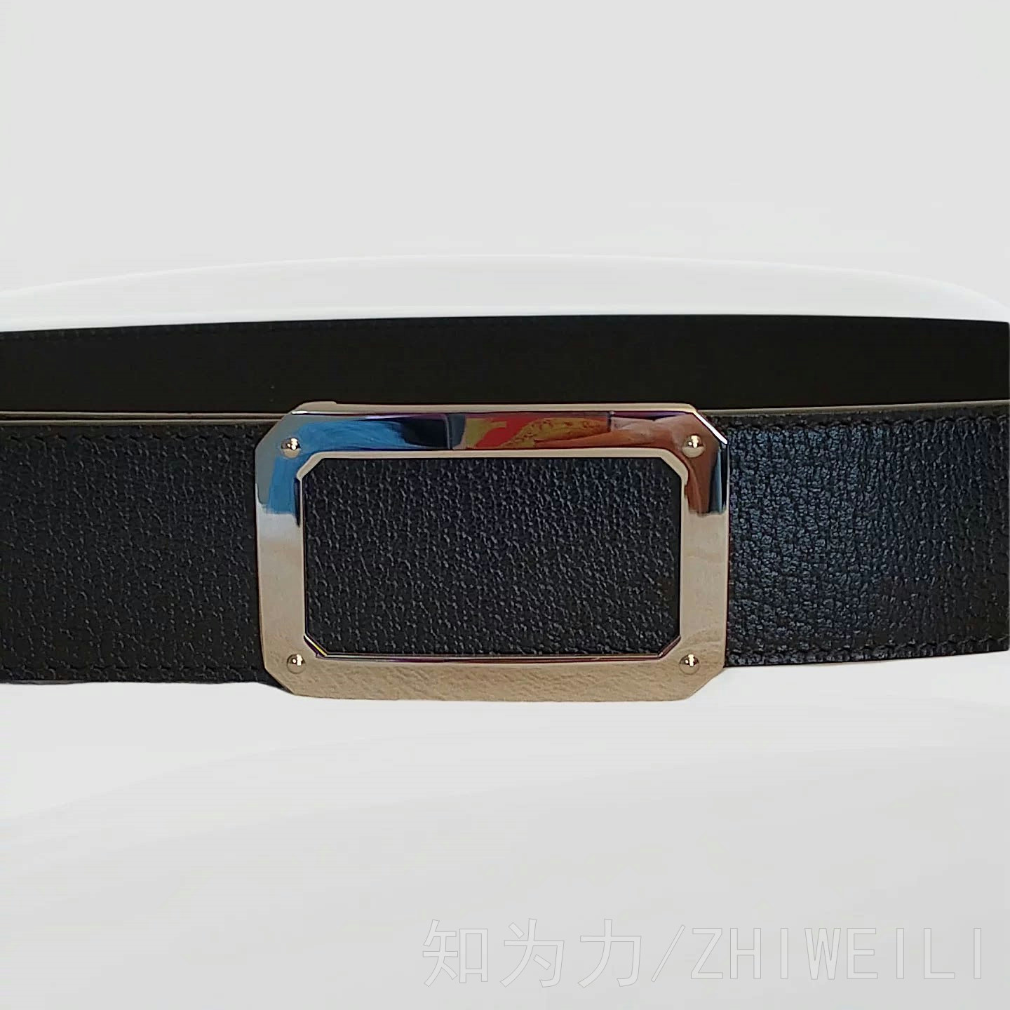 知为力内穿式不锈钢皮带扣头男士银色平滑扣腰带扣高档防过敏4.0