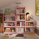 峰阳粉色书架置物架落地多层家用钢制客厅靠墙儿童学生收纳书柜m1