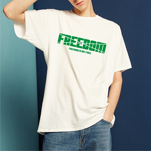 FREEDOM自由原创设计潮牌短袖男女宽松国潮T恤纯棉情侣半袖打底衫