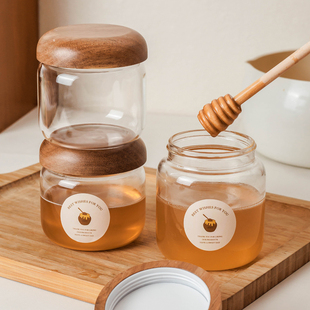 食品级专用蜂蜜瓶玻璃密封罐旋转果酱瓶咖啡豆保存罐杂粮储物罐