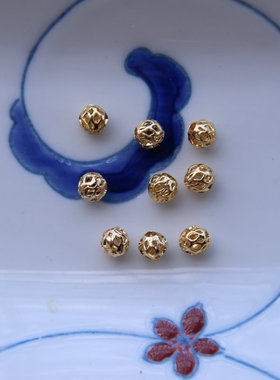 diy金色菱形镂空发簪手作风散珠