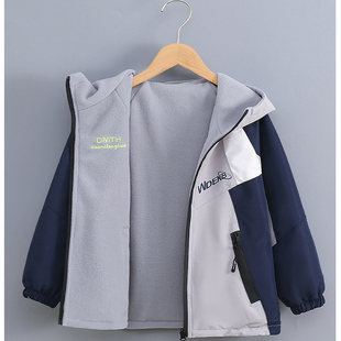 男童秋冬加绒双面穿外套儿童冲锋衣上衣中大童两面穿春秋2025新款