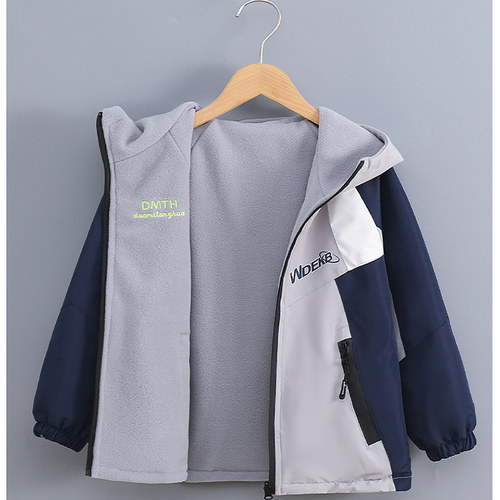 加绒双面穿外套儿童冲锋衣