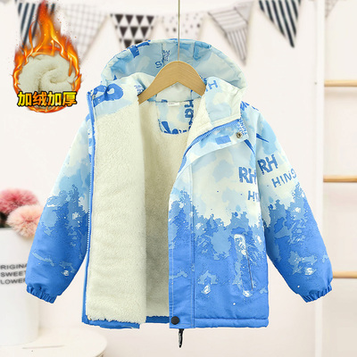 加绒加厚棉袄冬季男孩冲锋衣