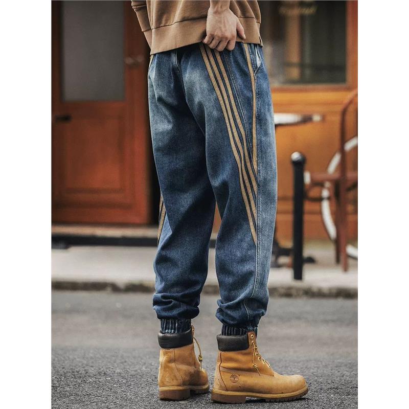 格蓝鹿美式复古侧边条纹牛