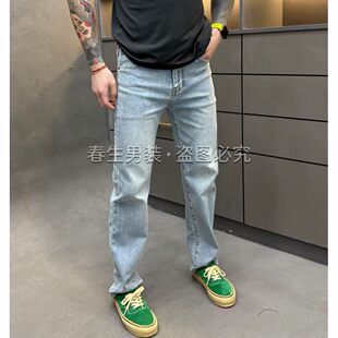 高级感美式休闲牛仔裤男浅蓝色宽松直筒裤2026春夏季新款复古长裤