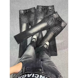 微喇517版 子男士 高街cleanfit裤 弹力修身 水洗弯刀裤 型牛仔裤 美式