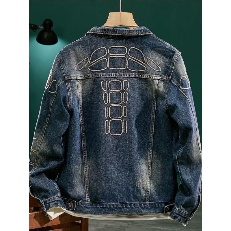刺绣春秋季牛仔夹克男士重