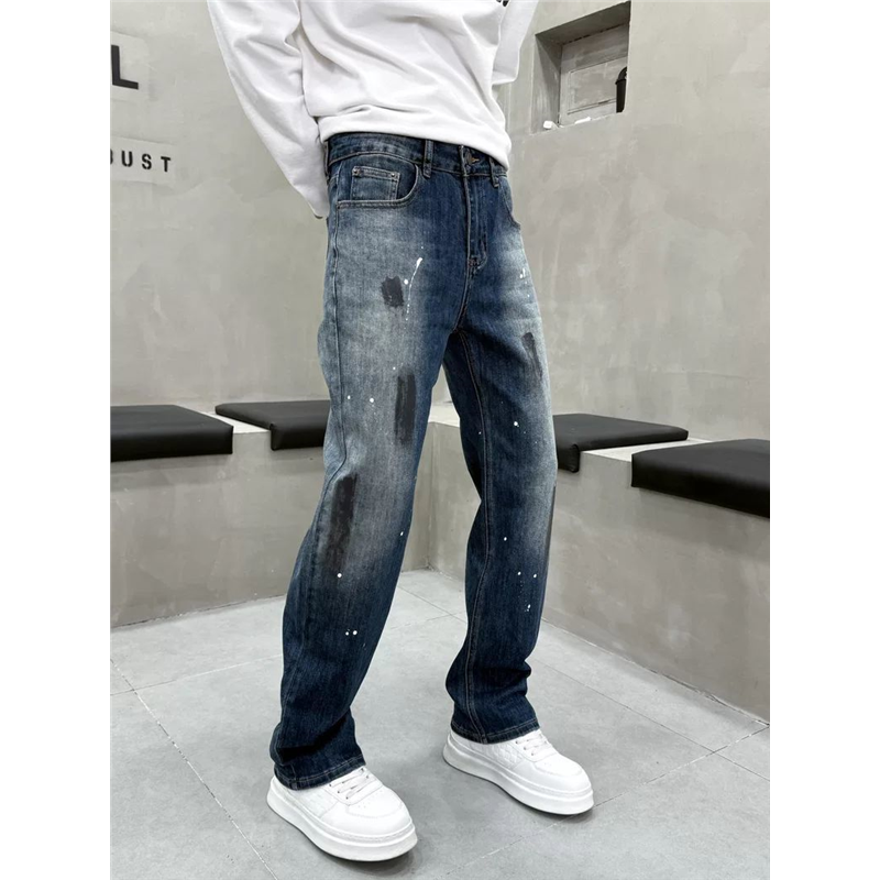 泼墨甩漆秋冬新款男士直筒