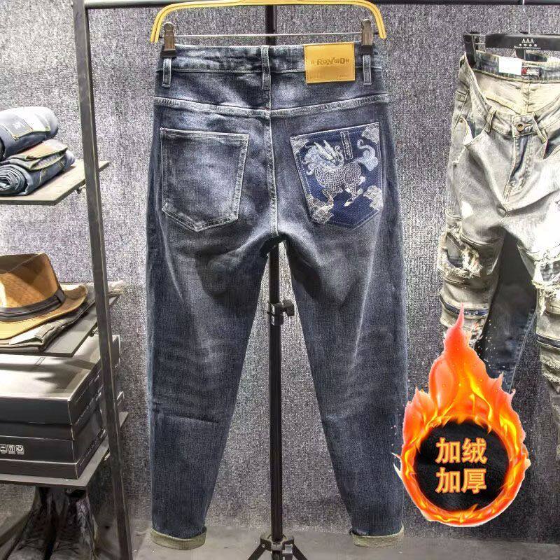 高端国潮刺绣牛仔裤男205
