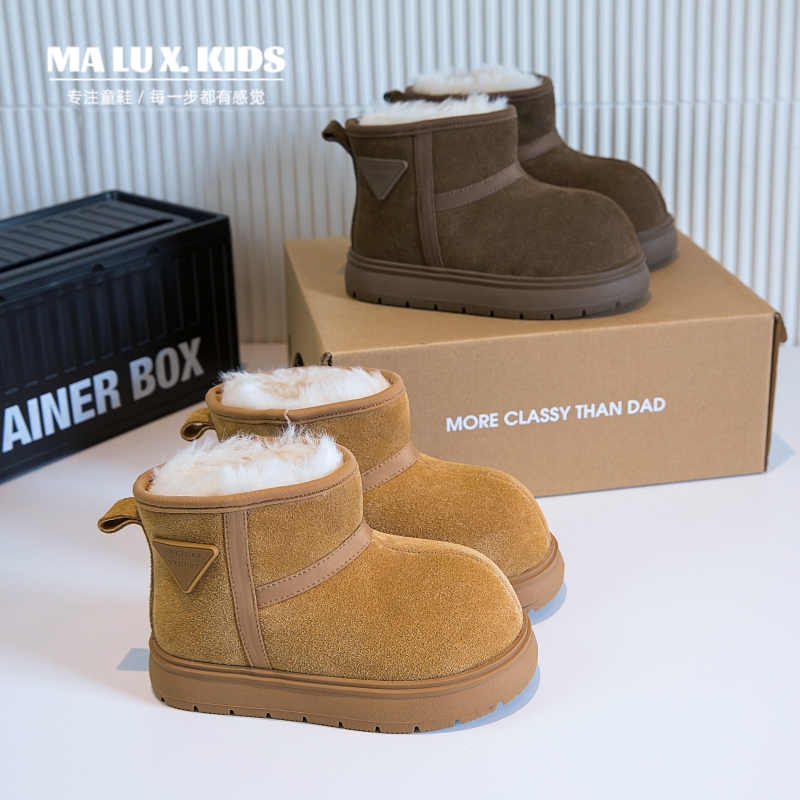 卡皮巴拉儿童加厚加绒保暖雪地鞋