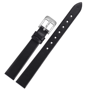 手表带女款真皮柔软薄款平纹表带适配dw小绿表黑红色真皮表带女士