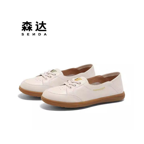 森达2025春季时尚休闲女鞋小白鞋