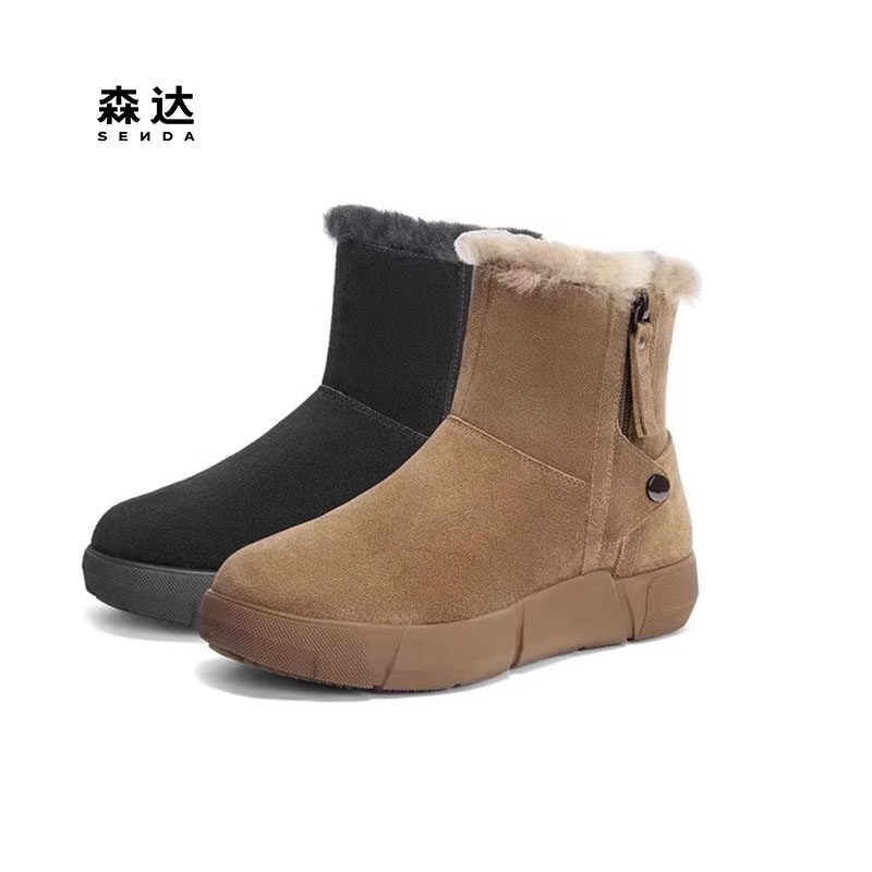 森达雪地靴冬季真毛休闲靴