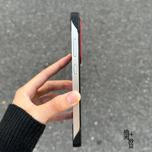 无边框裸机感适用iphoneAir苹果16pro手机壳16promax荔枝纹半包保护壳17/16e轻薄硬壳14/15pro黑防手汗抗指纹