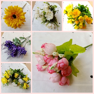 饰摆设郁金香玫瑰餐桌客厅婚房摆件婚庆造景 福利假花仿真花花束装