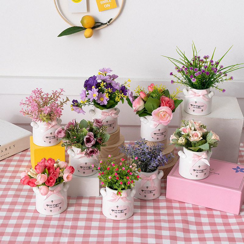 ins风仿真花小盆栽摆件少女心陶瓷花瓶假花装饰家居桌面绿植摆设,家居饰品,仿真花/假花,淘宝优惠券,粉丝福利购,淘宝优惠卷