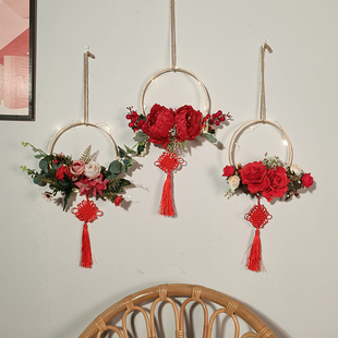 乔迁门把手喜庆中国结挂饰花环新年入户装饰场景布置创意墙上挂件