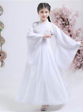 女童汉服超仙儿童古装仙女服古代服装古筝演出服中国风轻纱飘逸