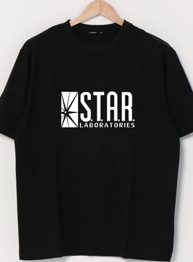 闪电侠短袖T恤男装美剧星际实验室圆领纯棉体恤休闲打底衫半袖夏