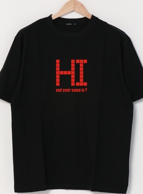 HI 美式休闲街头小众设计字母印花纯棉短袖T恤男女夏季宽松打底衫