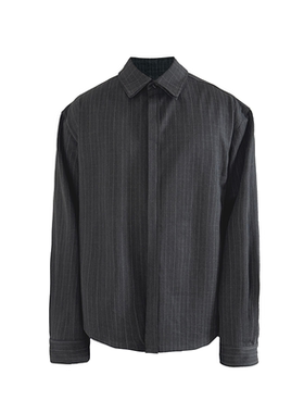 JCAESAR DOUBLE-SIDED SHIRT 双面穿条格纹廓形衬衫 TR面料双门襟