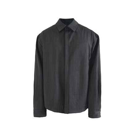 JCAESAR DOUBLE-SIDED SHIRT 双面穿条格纹廓形衬衫 TR面料双门襟