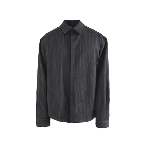 JCAESAR DOUBLE-SIDED SHIRT 双面穿条格纹廓形衬衫 TR面料双门襟