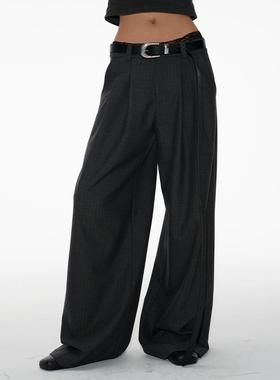 JCAESAR SUIT PANTS人字纹双褶长裤 垂感休闲 直筒阔腿 WOMEN系列