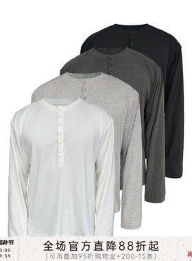 JCAESAR HENRY SLEEVE 亨利领长袖T恤 柔软舒适百搭 显身材 多色