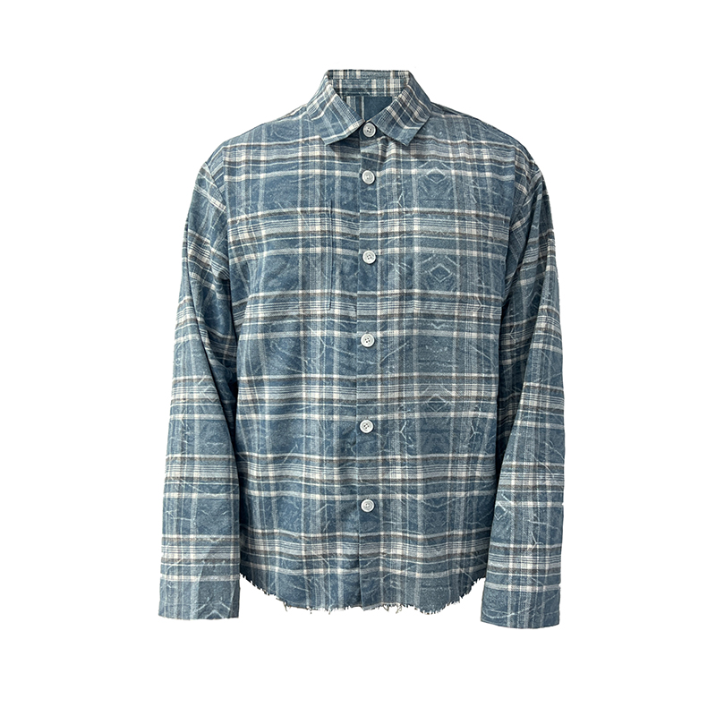 JCAESAR WASHED PLAID SHIRT 树纹水洗格子衬衫 