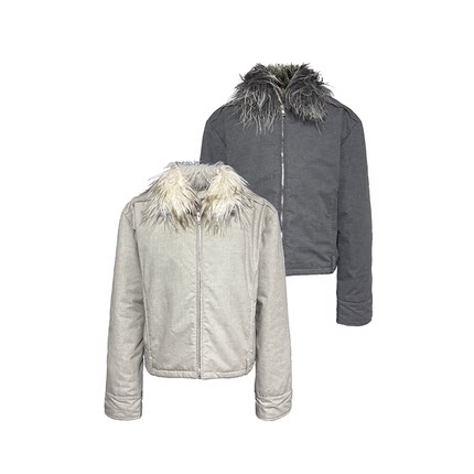 JCAESAR JACKET可拆卸水洗做旧毛领腰袢夹克 网格肌理 合身双色