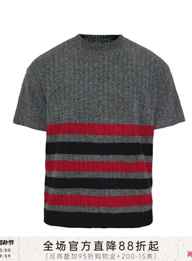 JCAESAR KNIT TEE 黑红条纹毛织短袖t恤 磨毛感纱线 合体圆领版型