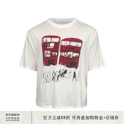 JCAESAR PRINT TEE红色大巴印花短袖t恤 轻薄透气 康丽数码直喷