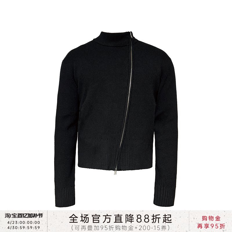 JCAESAR ZIPPER-SWEATER斜拉链毛衣 高弹包芯纱 贯穿式双开斜拉链
