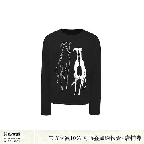 JCAESAR KNITTED SWEATER 针织双犬落肩毛衣 纯棉毛纱 提花工艺