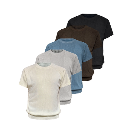 JCAESAR KNIT TEE坑条针织短袖 冰丝面料 织法拼接 合体插肩 多色