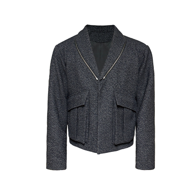 多形态变化绵羊毛青果领工装西装