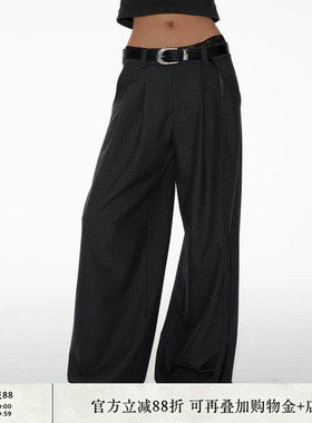 JCAESAR SUIT PANTS人字纹双褶长裤 垂感休闲 直筒阔腿 WOMEN系列